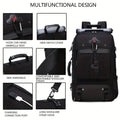 50L Large Capacity Waterproof Hiking Backpack with Shoe Compartment - Black