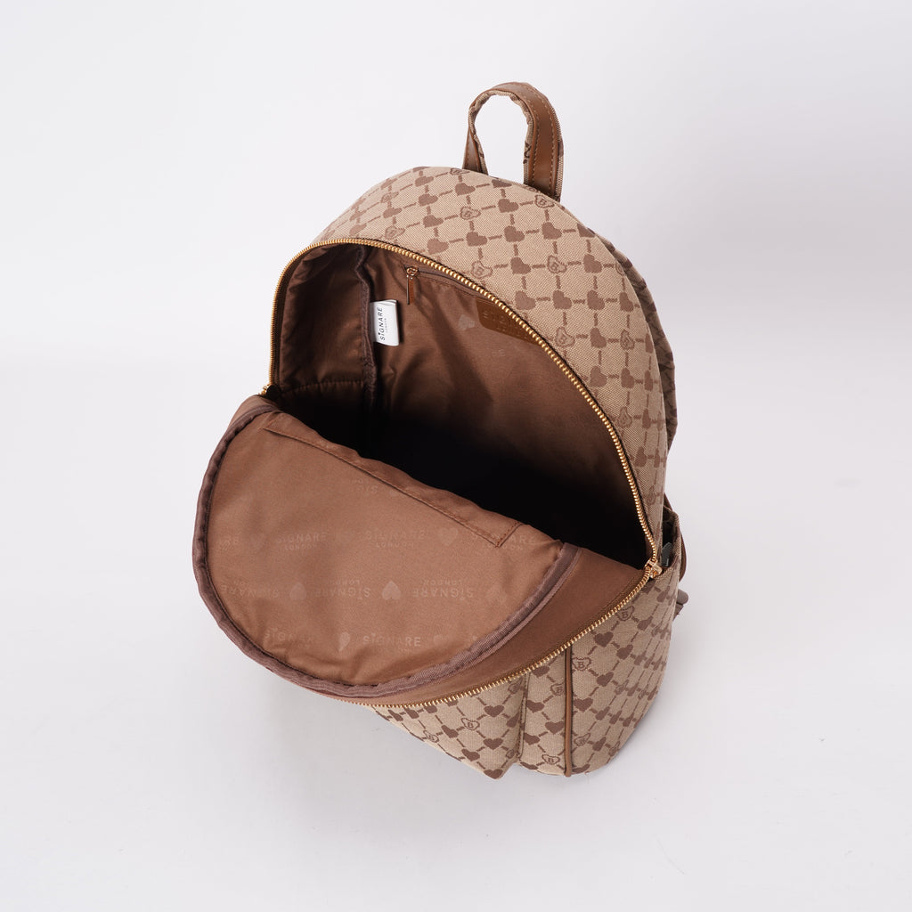 Signare London - B-Loved Big Rucksack on Beige Monogram