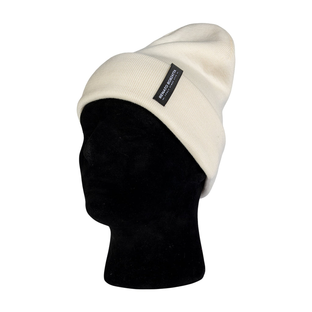 RB5005DB | CIMONE Unisex Knit Beanie in a Tubular Wool Blend Made in Italy. Milk Color. One Size